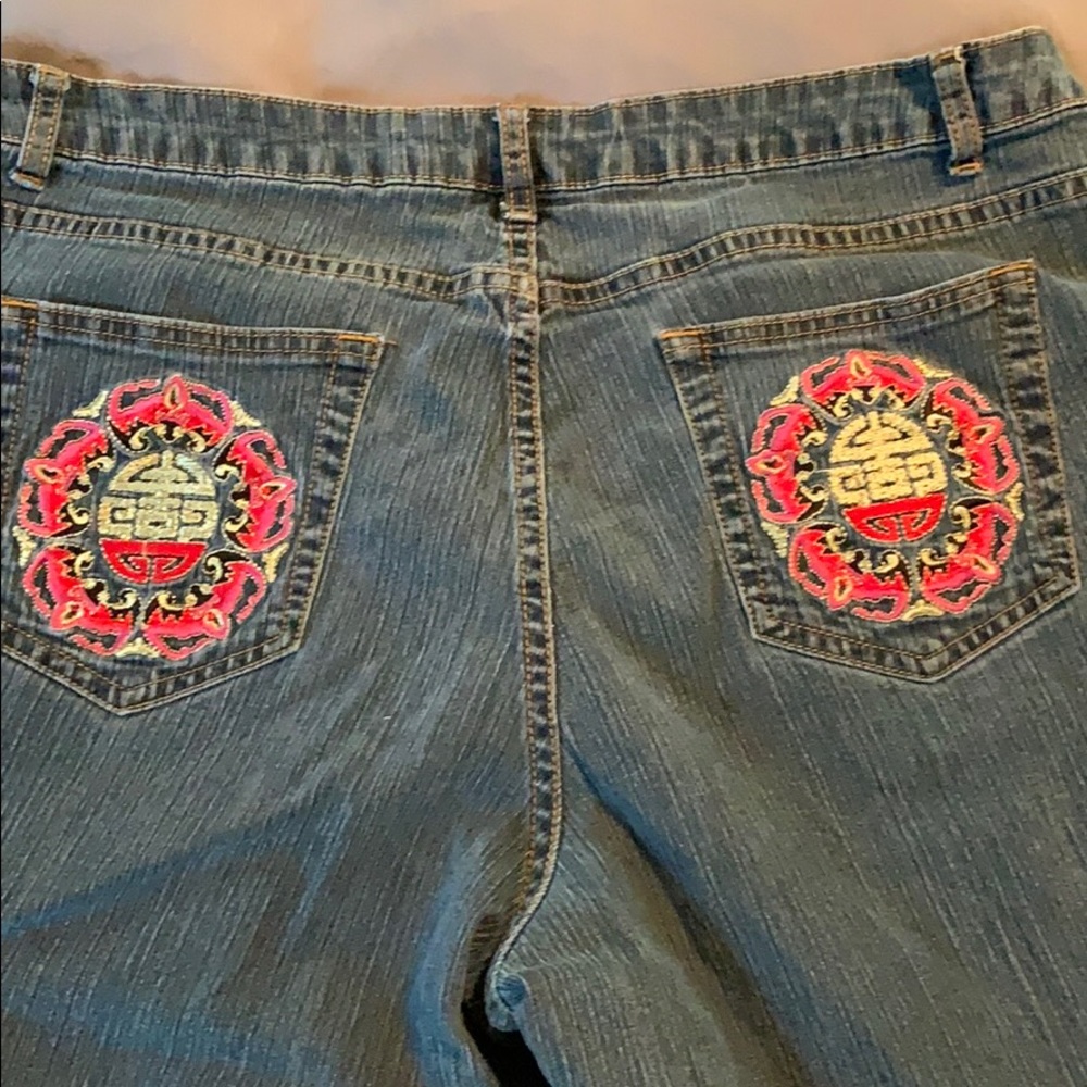 Boho stretch denim capris